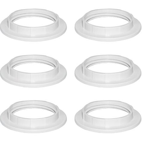 Blanc Plastique Anneau Réducteur Abat Jour E27 40MM, Accessoires pour Abat-Jour Bague Plaque Convertisseur d’Adaptateur, E27 Anneau Réducteur d'Abat-Jour pour Lampe de bureau, Plafonniers, 6 Pièces (1/5)
