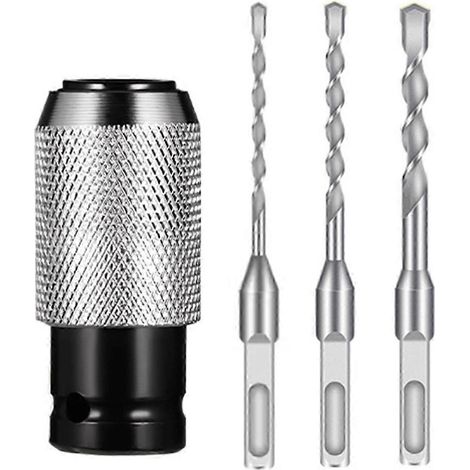 Adaptateur pour marteau perforateur (E) avec jeu de forets à percussion, convertisseur marteau électrique/perceuse pour perçage de précision (1/5)