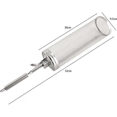 Paniers à griller à roulettes pour barbecue extérieur, cage avec poignée, filet à griller en acier inoxydable à mailles rondes larges. (1/5)