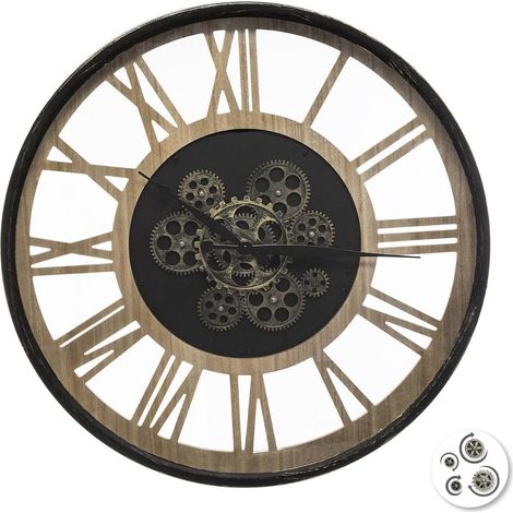 Horloge Paul en métal et bois, diamètre 57 cm (1/4)