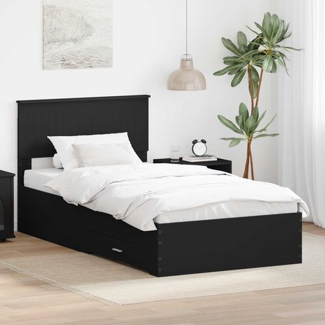 Bed Frame Black and Silver 100 x 200 cm Engineered Wood vidaXL (1/5)