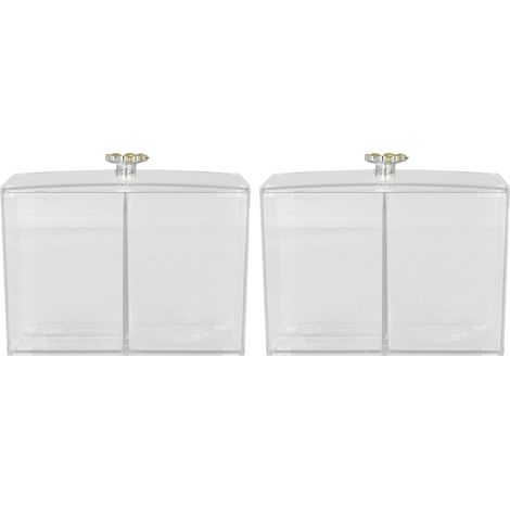 Boîte de rangement cotons-tiges et cotons, 2 pièces, plastique transparent résistant, distributeur pratique pour bureau, maison, table (1/5)