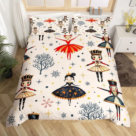 Housse de Couette 140x200 Fille Casse-Noisettes Ballerine, Parure de Lit Princesse du Ballet pour Ado Enfant, Sets de Housses de Couettes Romantique Kawaii, Couvre Lit Ballet Danseuse - 140x200cm + 1  (1/5)
