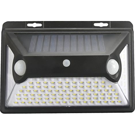 Aplique solar de pared con sensor de movimiento de 360°, IP44, 118 LED, resistente al agua para jardín, puerta, valla, panel. (1/5)