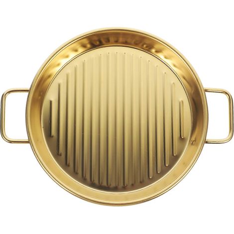 Serviertablett aus Edelstahl mit Griffen, Metall-Speisentablett, Metall-Brathähnchentablett-23X17.4CM-Golden (1/4)