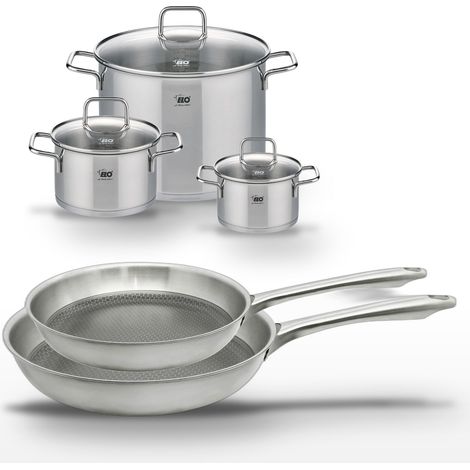 Lot de 2 poêles 24/28 cm et 3 faitouts 16/20/26 cm Elo Relief Passion (1/5)
