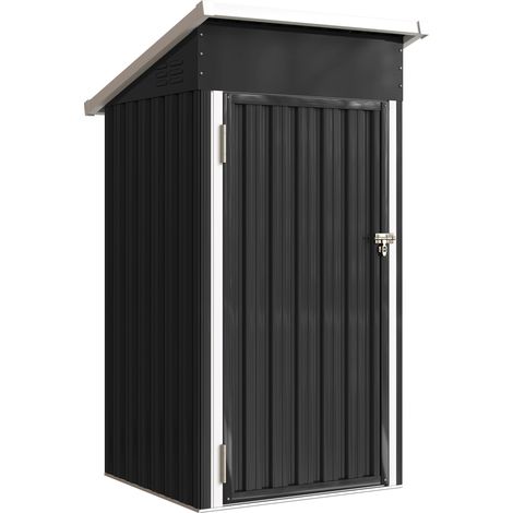Casetta da Giardino 107,5x91x185 cm con Prese d'Aria e Porta Bloccabile in Acciaio Grigio Scuro (1/5)