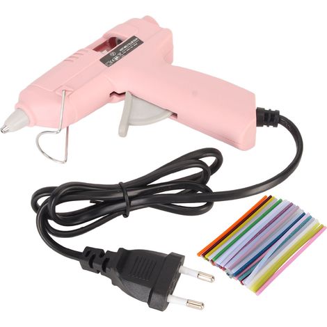 Pistolet à colle chaude 20W Mini DIY, outil de collage avec 50 bâtons de 7mm, pour maison et école, 110‑240V, rose, fiche UE (1/5)