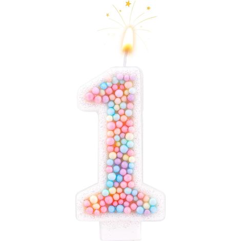 Bougie Anniversaire, 0-9 Bougie Chiffre Macaron Bougies Numériques Gâteau Scintillant Decor Mariage Anniversaire Fête (1) (1/5)