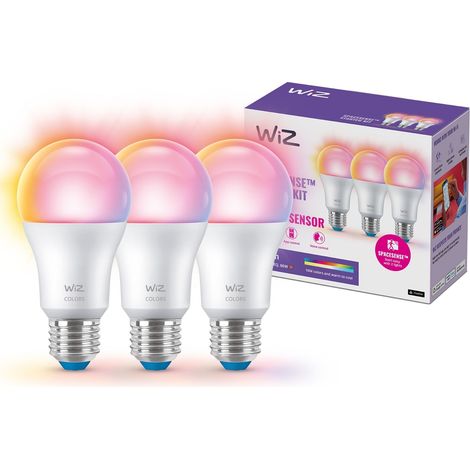 WiZ LED E27 Ampoule Standard (A60) Dépolie 60W Lumière blanche et colorée - 3 pièces (1/5)