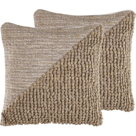 Dekokissen 2er Set ASLANAPA Baumwolle 45 x 45 cm Beige Ohne Muster