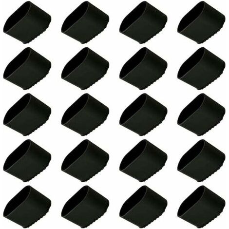 Stuhlbeinkappe, 20 Stück Stuhlbeinschutz, Bodenschutz, Fußkappen, Kunststoff Stuhlbein, Bodenschutz, Schutzkappe 40x20 mm für Ovalrohre, Rohrkappen für Gartenstühle
