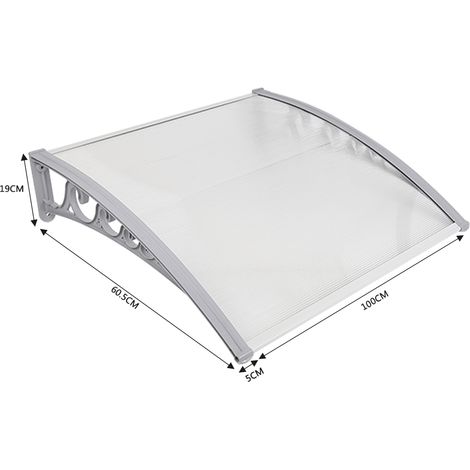 Skecten Marquesina para Puertas Ventanas Toldo Refugio de Nieve, Porche Delantero, Sombra Exterior, Techo, hecho en Cubierta de Policarbonato 60x100cm (1/5)