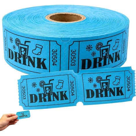 Rouleau de 500 Tickets Boisson Bleus DRINK Numérotés avec Perforations (1/5)