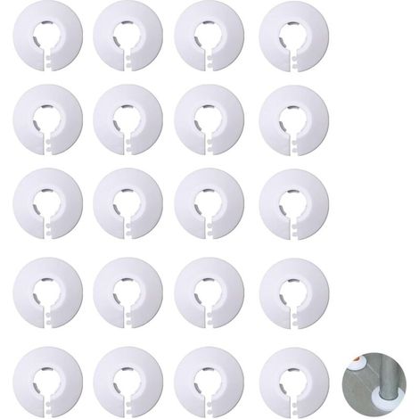 Cache-tuyau de radiateur - Cache-tuyau d'eau - Cache-tuyau décoratif - Pour tuyaux de 20 mm de diamètre - 20 pièces - Blanc (1/4)