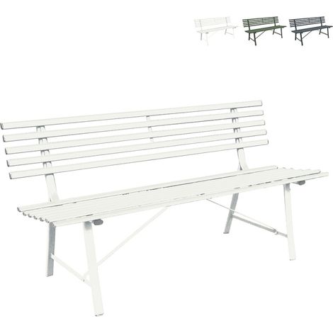 Panchina 3 posti giardino esterno classica in ferro 150x57x76cm Iven - Bianco (1/4)