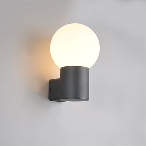 Applique murale extérieure MURES noire en aluminium et verre blanc E27 40W Trio (1/3)