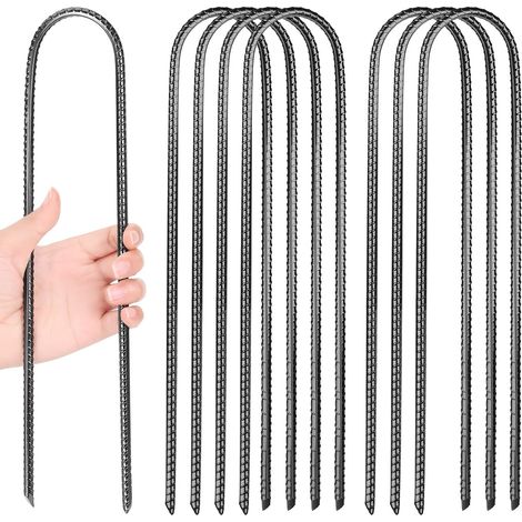 8 Pièces Sardines de Fixation 30 cm, Piquets Ancrage au Sol en U Piquet de Tente à Pointe Ciselée pour Trampoline, Clous pour au Renforcement des tentes, Balançoires, Jardins et Clôtures (1/5)