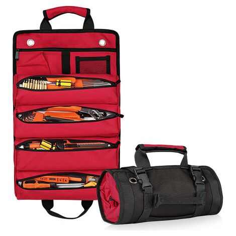 Sac à outils multifonctionnel de grande capacité, sac de rangement pour outils d'entretien, kit de matériel,Rouge (1/5)