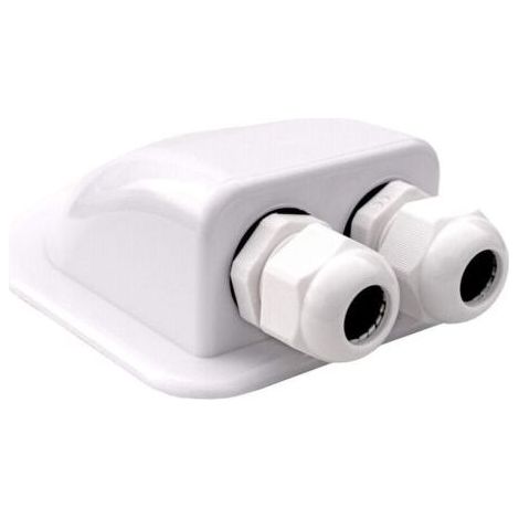 Passe-Toit IP68 Presse-étoupe Solaire étanche boîtier d'entrée de câble Double résistant aux intempéries, Caravane et Bateau Passe câble en ABS, Blanc, (1/4)