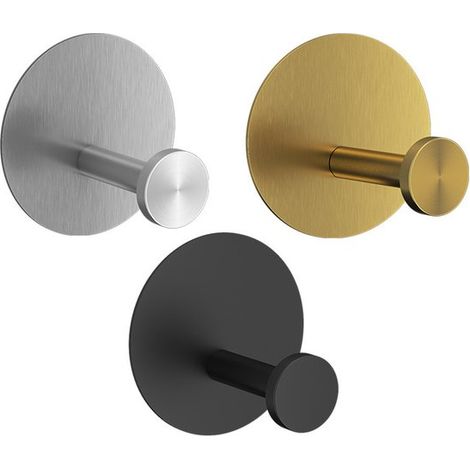 3 hochwertige selbstklebende Rundhaken aus Edelstahl Wandmontage Kein Bohren erforderlich Edelstahl geeignet für Badezimmer Typ D Gold Silber und (1/5)