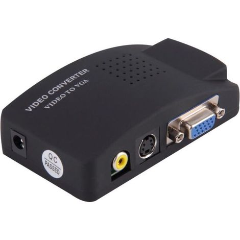 Convertisseur Adaptateur Vidéo AV, RCA, S-Vidéo vers VGA pour Moniteurs Et Projecteurs (1/4)