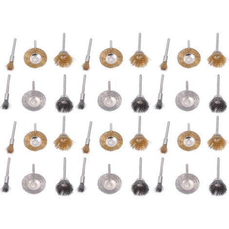 Kit de 36 pièces comprenant une brosse métallique plate en forme de bol, un stylo et des accessoires pour le polissage. (1/5)