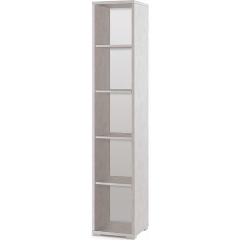 Librería moderna multiusos columna abierta con 5 compartimentos Hill - Blanco