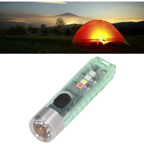 Lampe torche porte-clés multifonctionnelle et portable avec 10 modes d'éclairage, 5 LED, lumières blanche, rouge, bleue et violette, base magnétique, mini lampe torche porte-clés rechargeable par USB, (1/5)