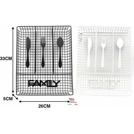 TrAdE Shop Traesio - Porta Posate Da Cassetto In Metallo 4 Scomparti 33 X 26 Cm Colorato Cucina Casa -