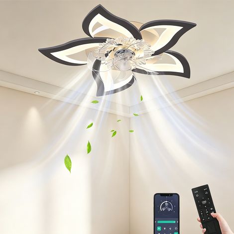 Ventilateur de plafond, ventilateur de plafond blanc de avec télécommande, Ventilateur de Plafond à LED 6 Vitesses Télécommande APP (1/5)