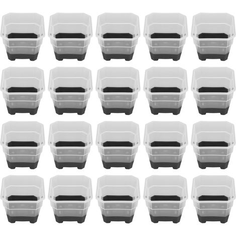 Juego de 20 macetas reutilizables para vivero, de silicona transparente negra, cuadradas y cuadradas. (1/5)
