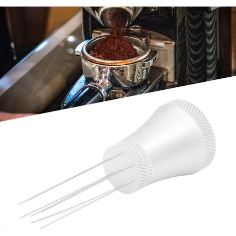 Doseur à café avec aiguille en acier inoxydable, servant à mélanger et à défaire les grumeaux de café moulu. Aiguille argentée. (1/5)