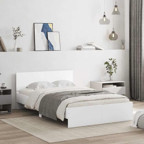 Estructura de cama con cabecero blanca 135x190 cm (1/5)