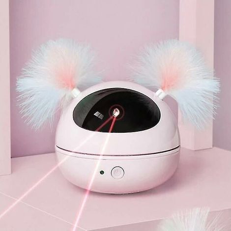 1 jouet laser pour chat, rotation 360°, plumes double tête, veille automatique après 4 min, commande vocale, pour jeu autonome (1/5)