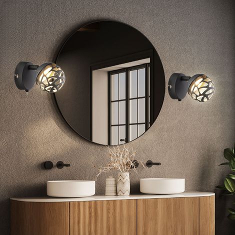 Lampada da parete lampada da parete faretto da lettura a LED con spot mobile, metallo grigio, 1x LED 4W 220 lm bianco caldo, AxLxA 12x8x14 cm, set di 2