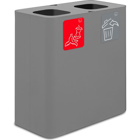 Pattumiera Sistema di Raccolta Rifiuti 77x38xh80 cm In Acciaio Verniciato 2 Scomparti Grigio (1/2)