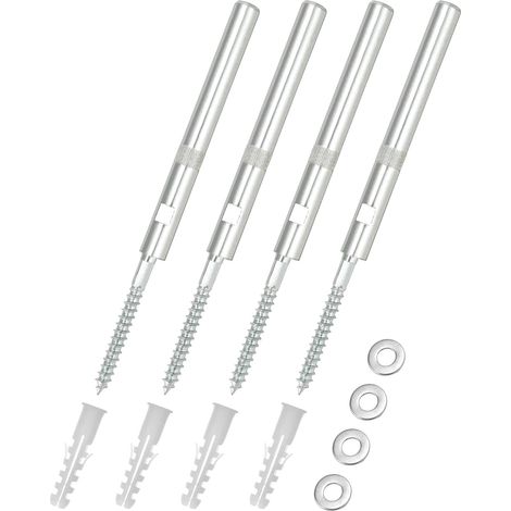 Juego de 4 soportes invisibles para estantería de pared de Ø12 x 120 mm, fijaciones de acero con arandelas y tacos incluidos - Capacidad de carga: 20 kg (1/5)
