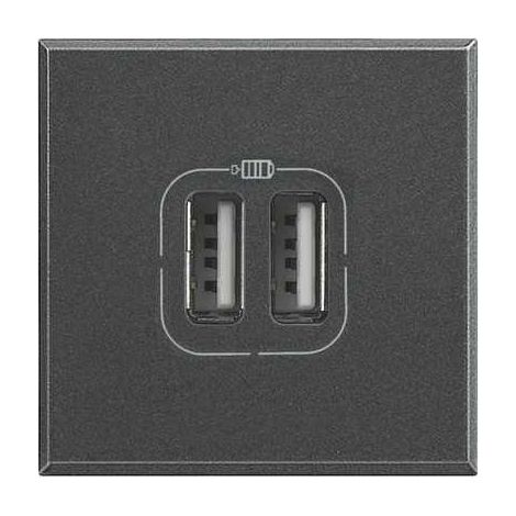 Chargeur USB prise double Axolute 5 V 230 V Anthracite 2 modules BTICINO HS4285C2