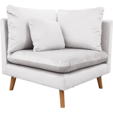 Angle pour canapé modulable en velours gris clair - LASSIE (1/5)