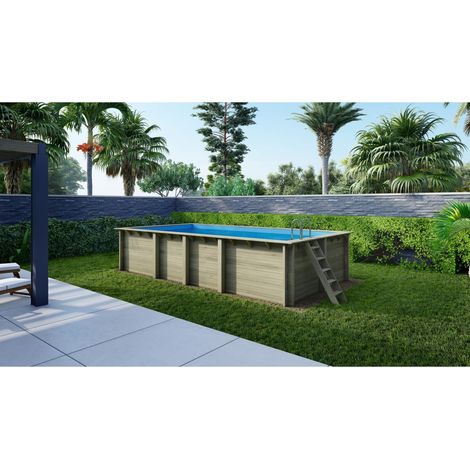 Altanka – Piscine hors sol en bois rectangulaire 7,20 x 4,20 m – Hauteur 1,45 m – Épaisseur 44 mm – Traitement autoclave – Volume 30,66 m³