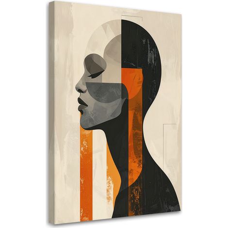 Stampe su Tela, Profilo minimalista di una donna in una composizione geometrica. - 40x60 (1/2)