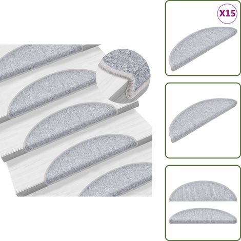 15 Stk. Treppenmatten Hellgrau 56 x 17 x 3 cm - Treppenmatten - Treppenläufer - Trittschutz - Rutschfeste Matte - Hausdeko (1/5)