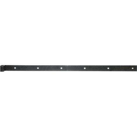Penture droite noire 800 mm x 35 mm – gond Ø14 mm – acier plastifié pour portails et volets – fixation solide 6 trous carrés – Alberts (1/2)