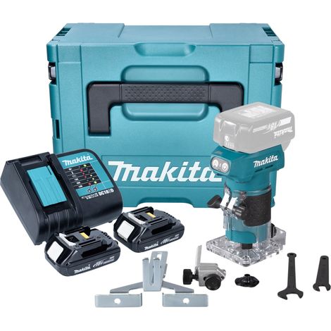 Makita DRT 52 SYJ Affleureuse sans fil 18 V 6 mm Brushless + 2x batterie 1,5 Ah + chargeur + Makpac