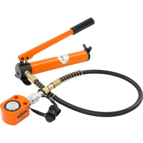 Hydraulischer Wagenheber, 10 Tonnen Tragkraft, Handpumpe, Orange (1/2)