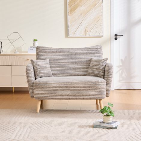 Canapé 2 places moderne et élégant — Doté d'accoudoirs ultra-confortables, de coussins d'accoudoir et de poches de rangement — Un canapé moderne, spacieux et douillet pour chambres et petits espaces ( (1/4)