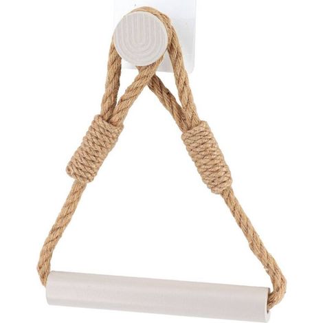 Derouleur papier wc corde et bambou sur sticker - naturel/grege -