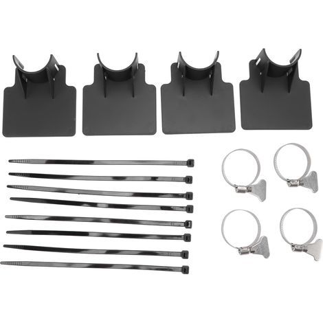 4 Sets Poolschlauchhalterungen, rutschfeste Kabelbinder, Edelstahl-Schlauchschellen, schwarz (1/5)