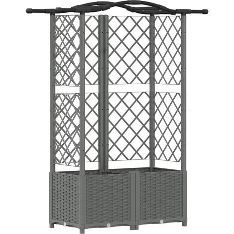 vidaXL Cama elevada con trellis y techo Gris Claro 122 x 40 x 138 cm (1/2)
